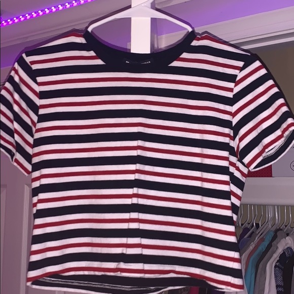 Striped Red,White,Blue Crop Top - Picture 1 of 2